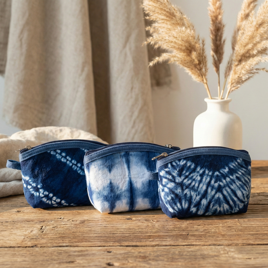 Dali Tie-Dye Handmade Wallet for Men & Women, Natural Indigo Blue, Ethnic Pattern, Gift Idea