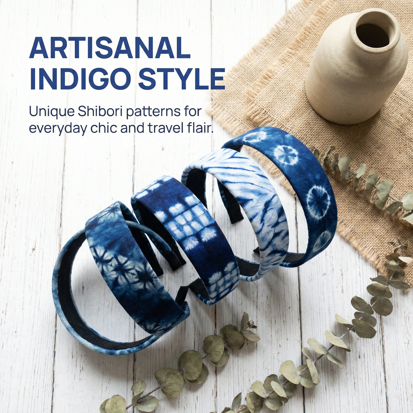 Handmade Dali Tie-Dye Headband,Natural Plant Dyed, Every Pattern Unique