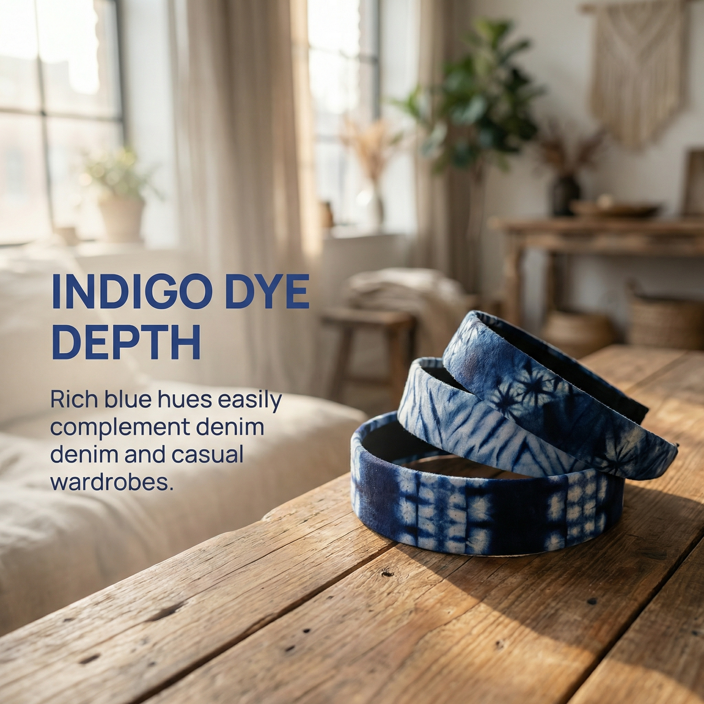 Handmade Dali Tie-Dye Headband,Natural Plant Dyed, Every Pattern Unique