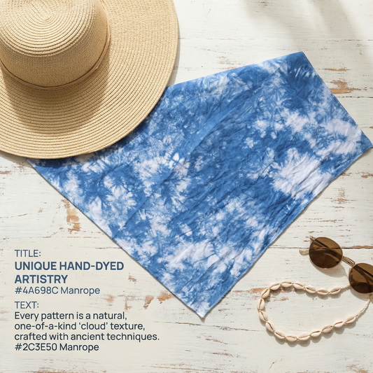 Dali Bai ethnic group handmade plant-dyed indigo triangular headscarf, cotton headscarf, fashion headscarf