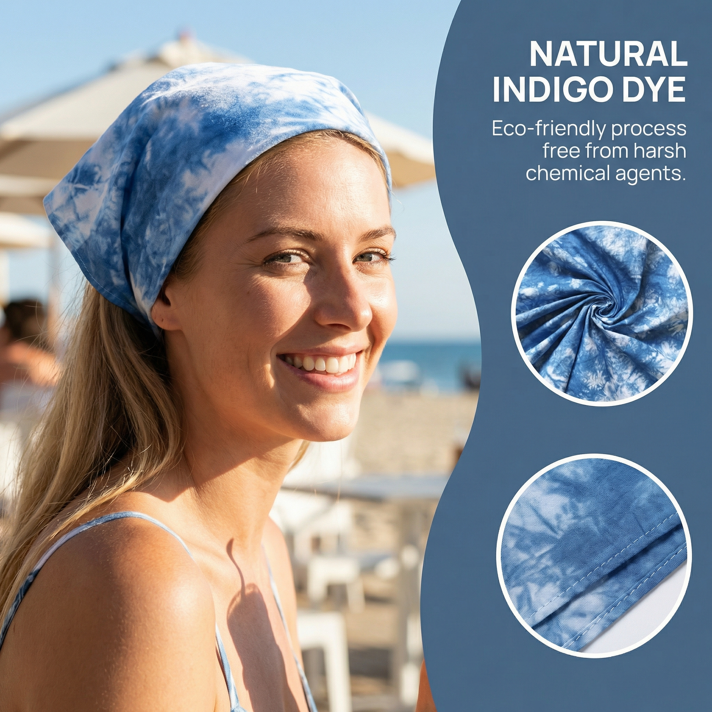 Dali Bai ethnic group handmade plant-dyed indigo triangular headscarf, cotton headscarf, fashion headscarf