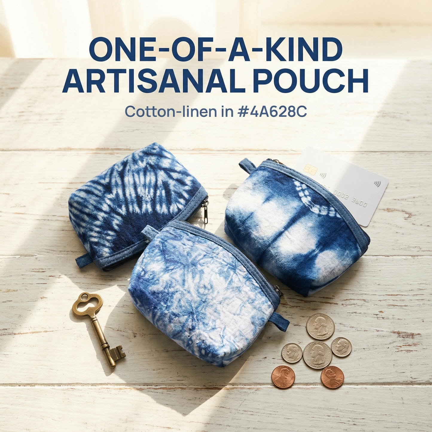 Dali Tie-Dye Handmade Wallet for Men & Women, Natural Indigo Blue, Ethnic Pattern, Gift Idea