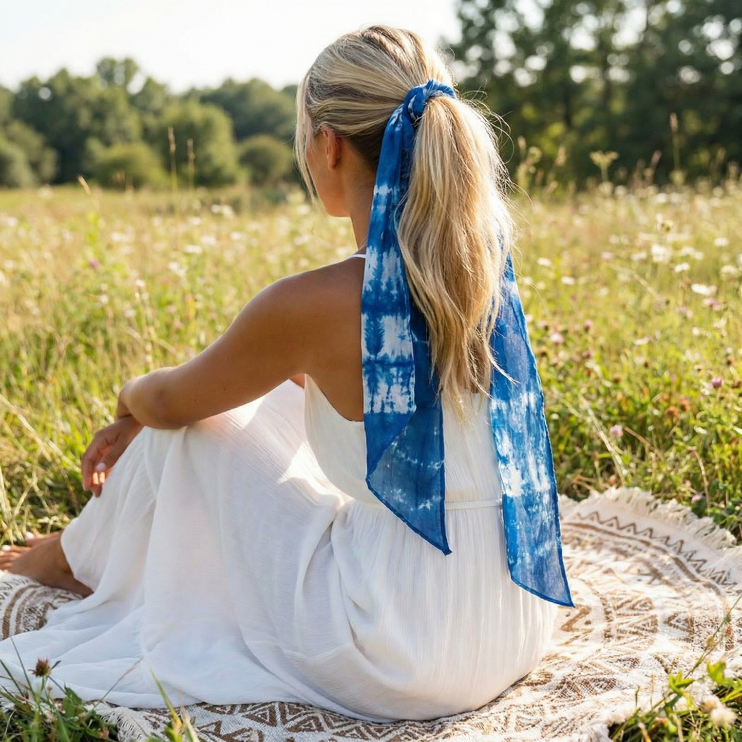 Handmade Tie-Dye Wide Headband，For Yoga, Sport & Boho Chic Style