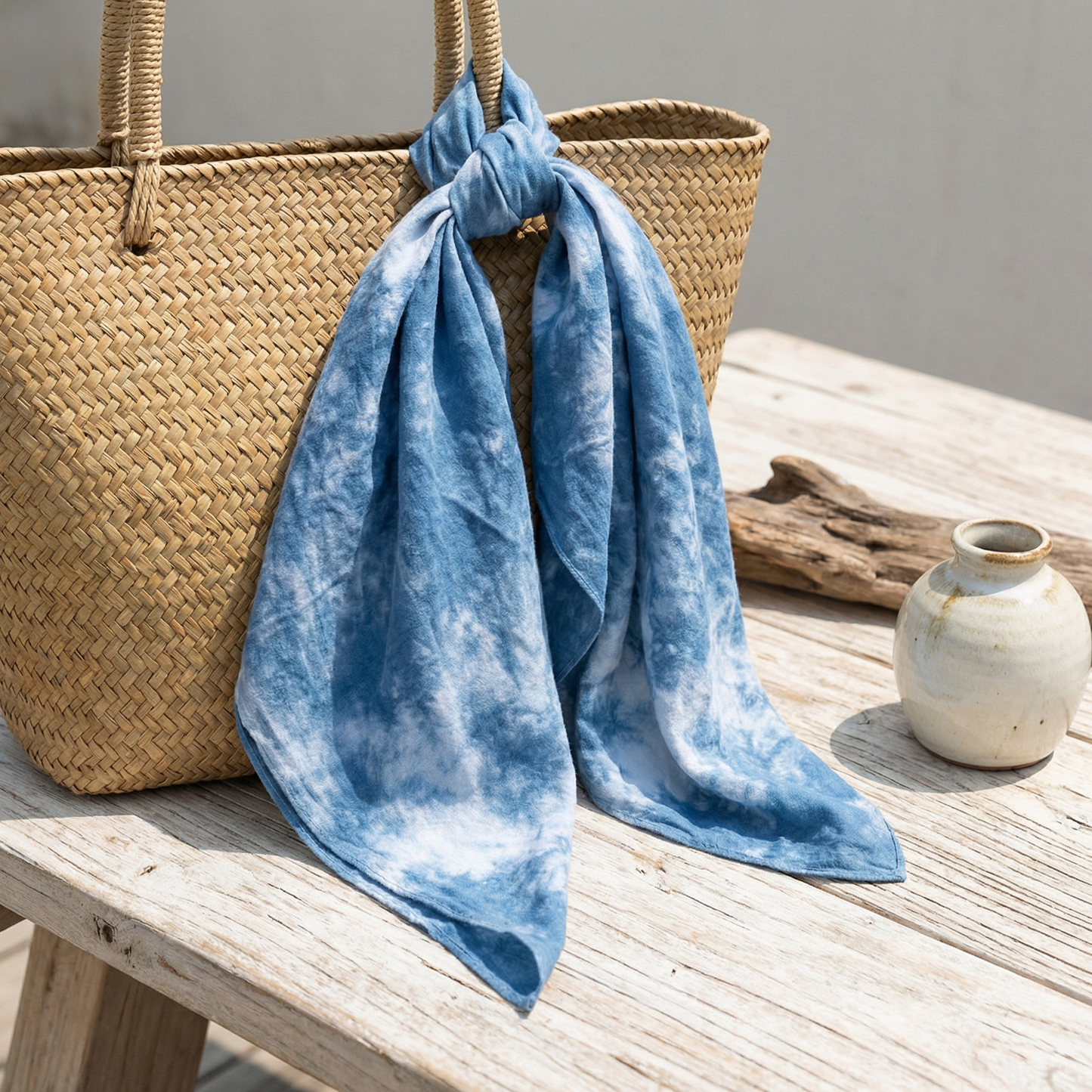 Dali Bai ethnic group handmade plant-dyed indigo triangular headscarf, cotton headscarf, fashion headscarf