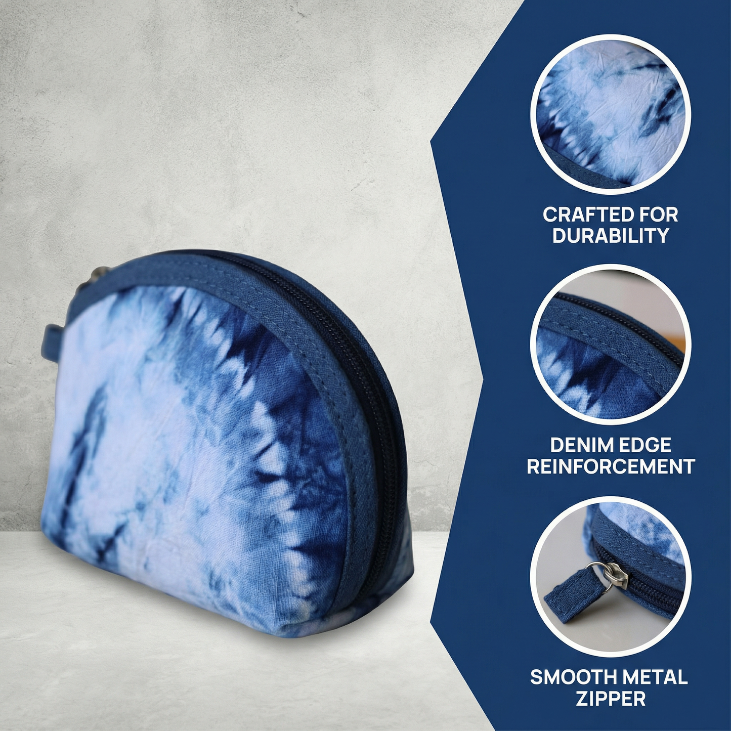 Dali Tie-Dye Handmade Wallet for Men & Women, Natural Indigo Blue, Ethnic Pattern, Gift Idea