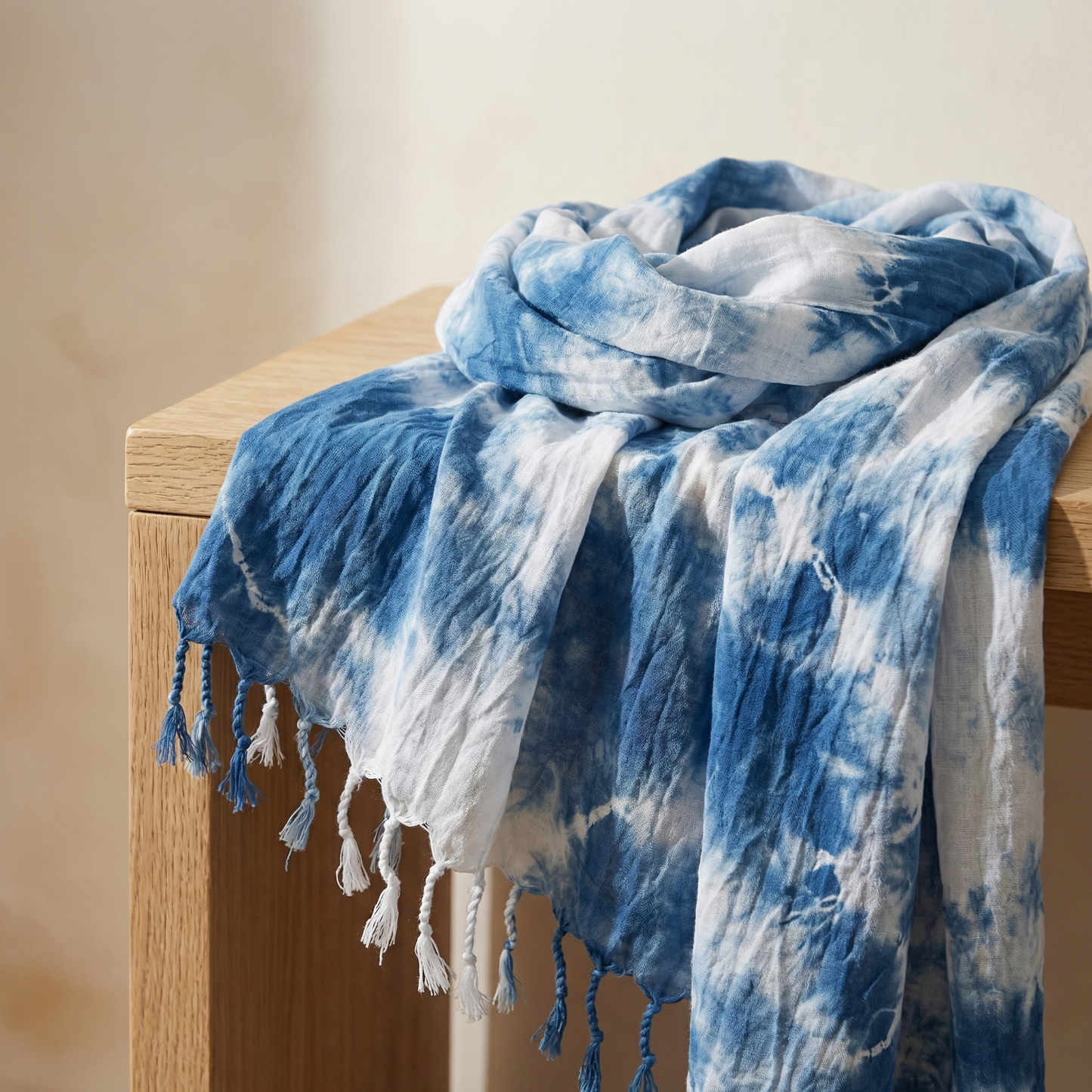 Dali tie-dye scarf, cotton and linen scarf, handmade tie-dye cotton scarf from Dali, Yunnan