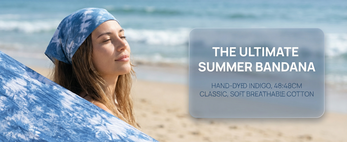 Dali Bai ethnic group handmade plant-dyed indigo triangular headscarf, cotton headscarf, fashion headscarf