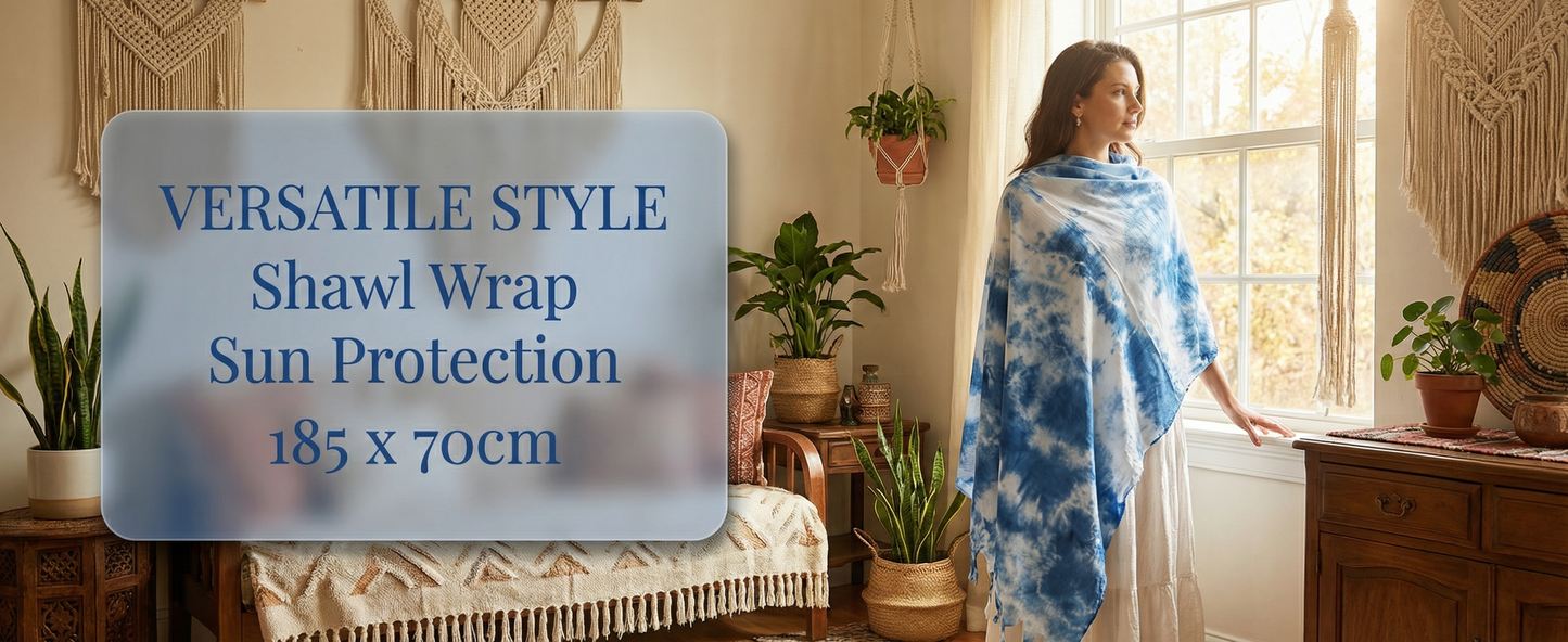 Dali tie-dye scarf, cotton and linen scarf, handmade tie-dye cotton scarf from Dali, Yunnan