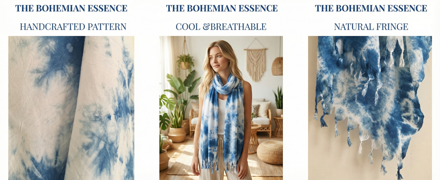 Dali tie-dye scarf, cotton and linen scarf, handmade tie-dye cotton scarf from Dali, Yunnan