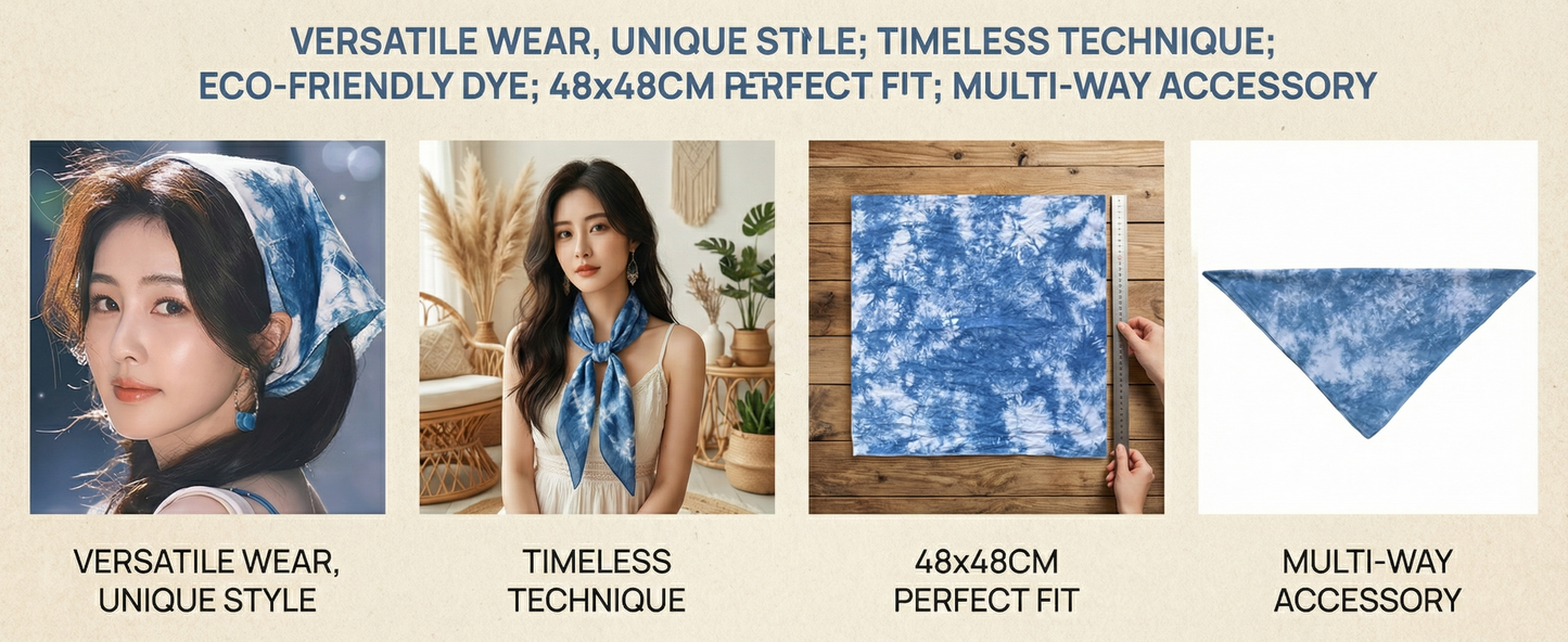 Dali Bai ethnic group handmade plant-dyed indigo triangular headscarf, cotton headscarf, fashion headscarf