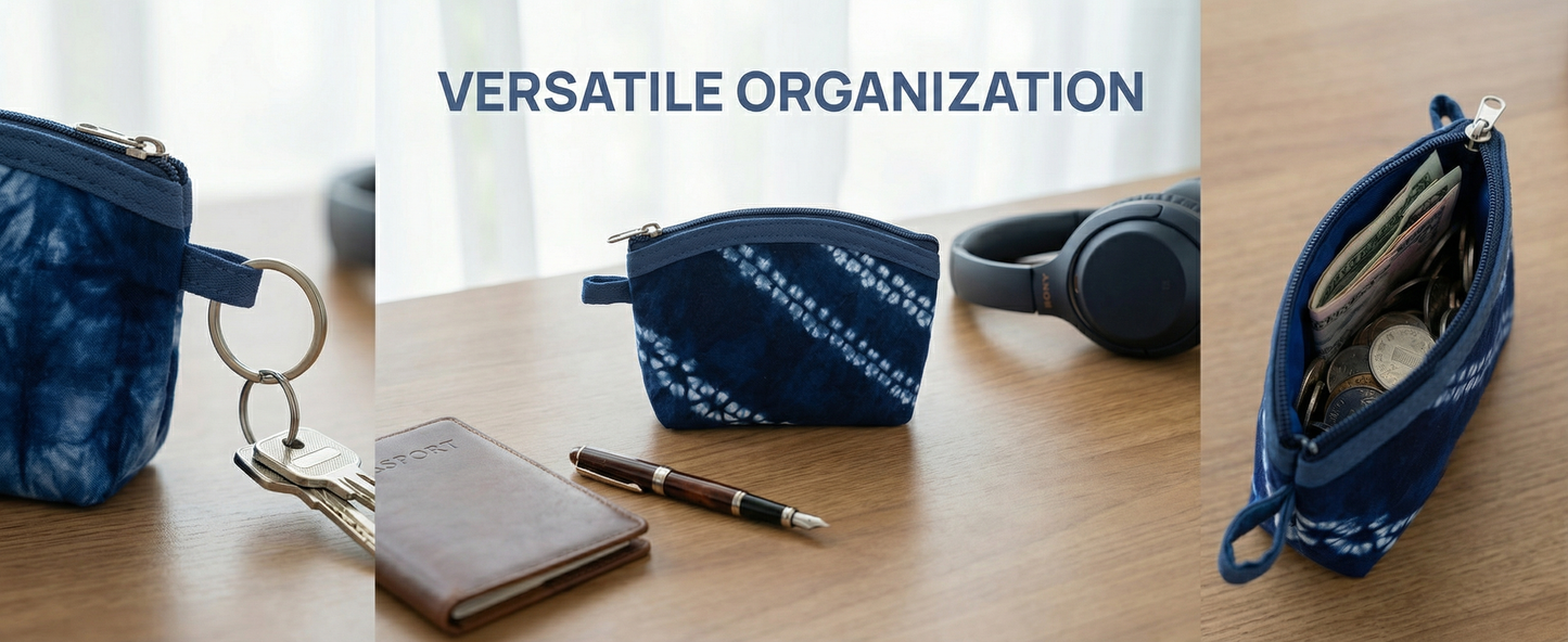 Dali Tie-Dye Handmade Wallet for Men & Women, Natural Indigo Blue, Ethnic Pattern, Gift Idea