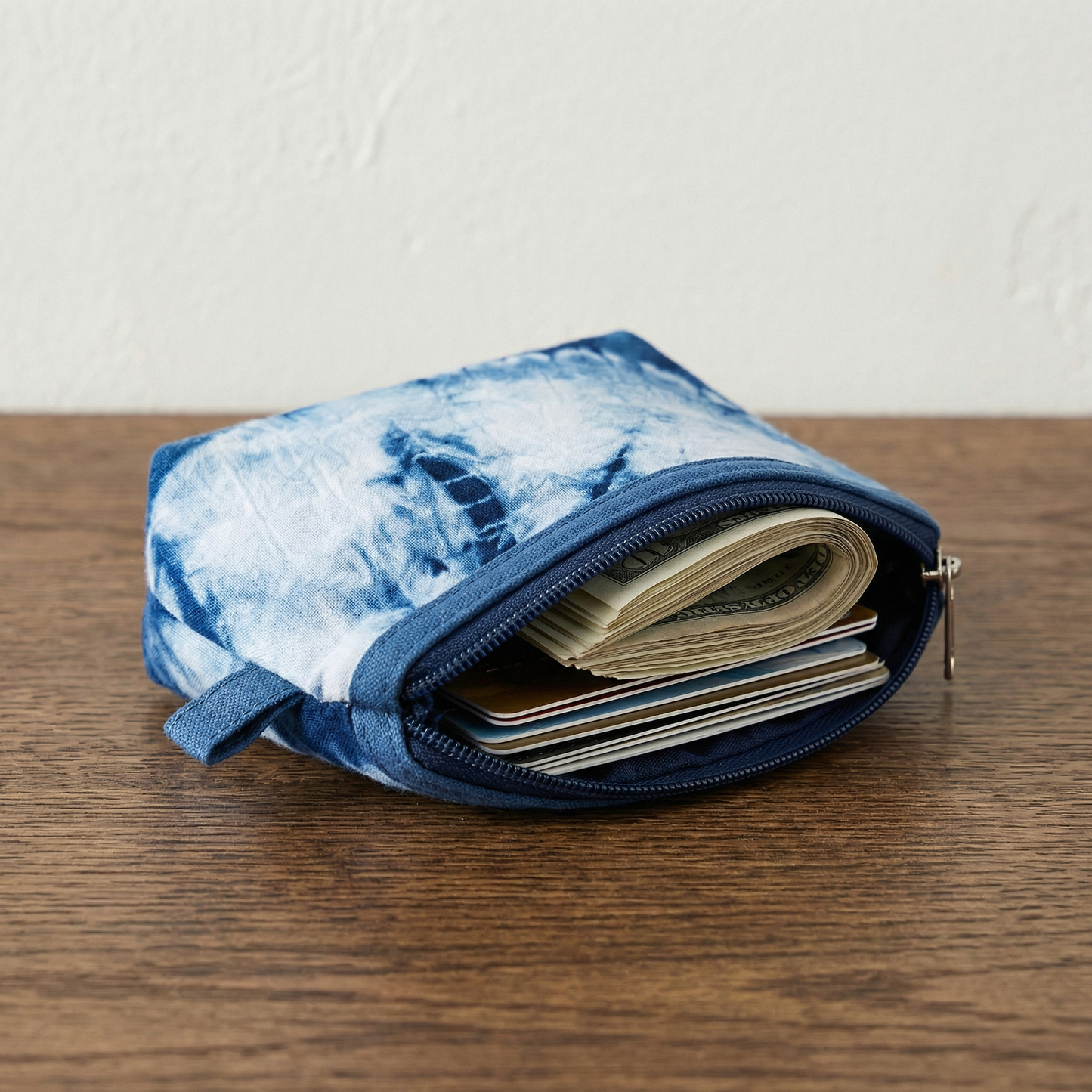 Dali Tie-Dye Handmade Wallet for Men & Women, Natural Indigo Blue, Ethnic Pattern, Gift Idea